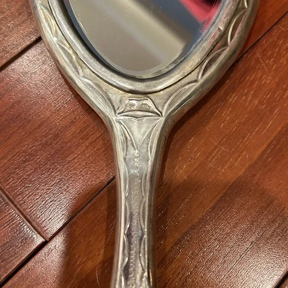 Vintage 800 Silver 5 Piece Vanity Set Comb Brushes and Mirror - Picture 11 of 14